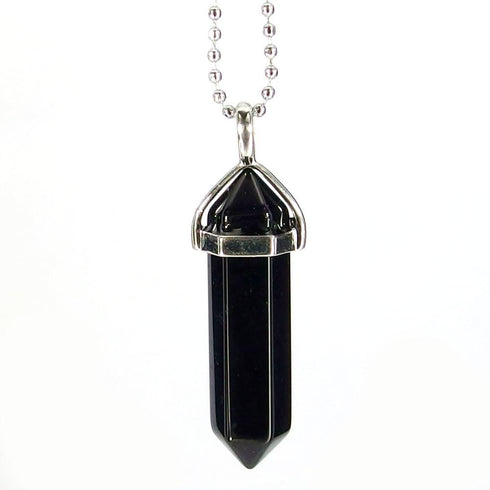 Black Agate Gemstone Pendant Necklace